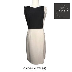 Calvin Klein Beige and Black Color Blocking Body Con Dress (4)